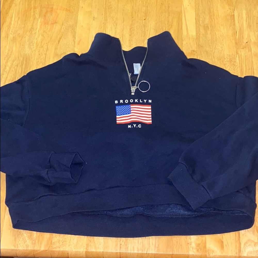 A cute navy blue cropped sweater